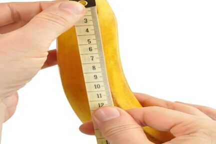 измерването на банан символизира измерването на пениса